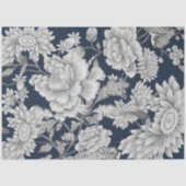 Dramatische Grote Florals Dusty Grey op de diepzee Tissuepapier (Voorkant)