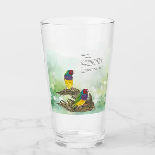 Dramatische handgeschilderde Gouldian Finch Bird Glas (Voorkant)