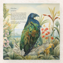 Dramatische handgeschilderde Nicobarduif Glazen Onderzetter