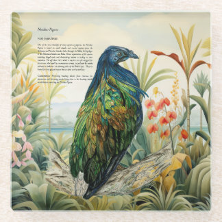 Dramatische handgeschilderde Nicobarduif Glazen Onderzetter