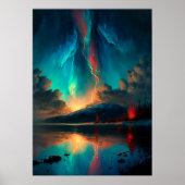 Dramatische hemel en blauwe hemel op het water poster (Voorkant)