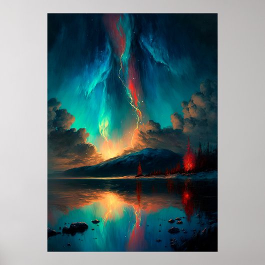 Dramatische hemel en blauwe hemel op het water poster (Voorkant)