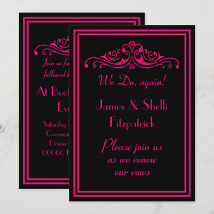 Dramatische Hot Pink en Black Wedding Vows Renewal Kaart