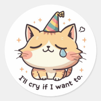 Dramatische Huilende Kat Party Sticker - Herkenbar