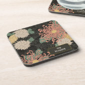 Dramatische  Japanse Chrysanthemum Bloemen Bier Onderzetter (Linkerzijde)