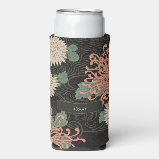 Dramatische Japanse Chrysanthemum Bloemen Seltzer Blikjeskoeler (Seltzer Voorkant)