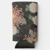 Dramatische  Japanse Chrysanthemum Bloemen Seltzer Blikjeskoeler (Achterkant)