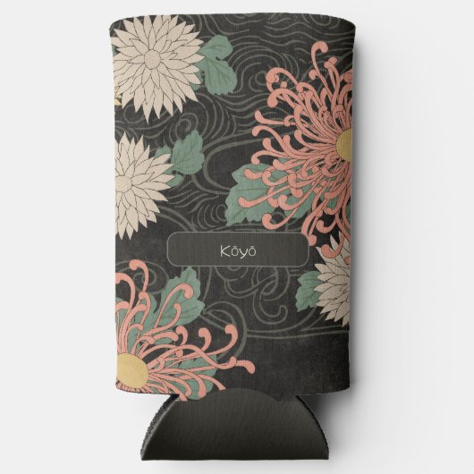 Dramatische  Japanse Chrysanthemum Bloemen Seltzer Blikjeskoeler (Voorkant)