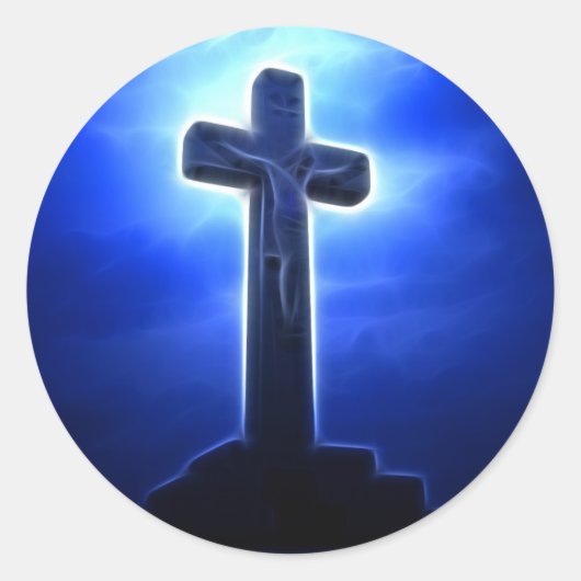 Dramatische Jezus Crucifixatie Ronde Sticker (Voorkant)