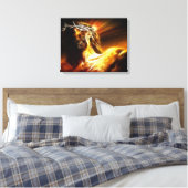Dramatische Jezus Kruisiging No2 Canvas Afdruk (Insitu (Slaapkamer))