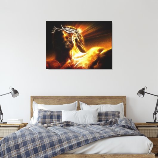 Dramatische Jezus Kruisiging No2 Canvas Afdruk (Insitu (Slaapkamer))