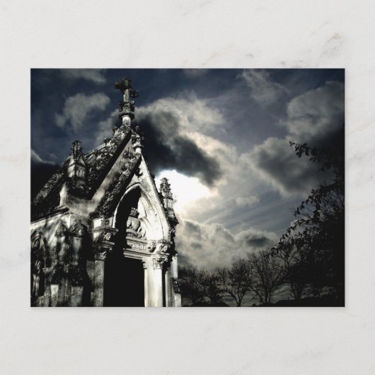 Dramatische kerkhof scène briefkaart (Voorkant)