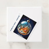 Dramatische kerstlandschap in een Bauble Gift labe Bedankjes Labels (In situ)