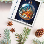 Dramatische kerstlandschap in een Bauble Gift labe Bedankjes Labels<br><div class="desc">Deze prachtige kerstbal bevat een heel bergdorp in de sneeuw,  allemaal verlicht voor Kerstmis. Prachtige omgeving voor dit gepersonaliseerde cadeau label. Verander de naam van de ontvanger om het echt uniek te maken! vrolijk kerstfeest!</div>