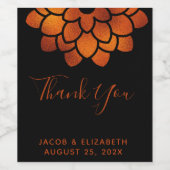 Dramatische koperventilator op zwart bedankt huwel wijn etiket (Enkel label)