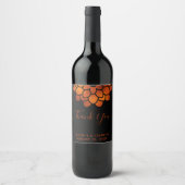 Dramatische koperventilator op zwart bedankt huwel wijn etiket (Voorkant)