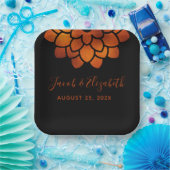 Dramatische koperventilator op zwarte bruiloft papieren bordje (Feest)