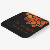 Dramatische koperventilator op zwarte bruiloft papieren bordje (Gebogen)