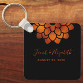 Dramatische koperventilator op zwarte bruiloft sleutelhanger (Voorkant)