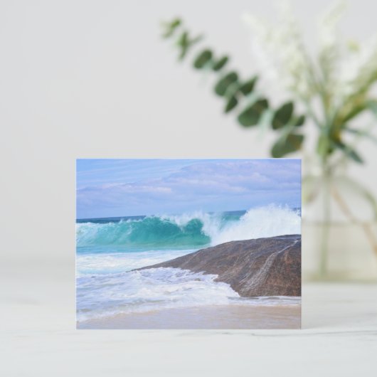 Dramatische kust reusachtige golven kliffen oceaan briefkaart (Staand voorkant)