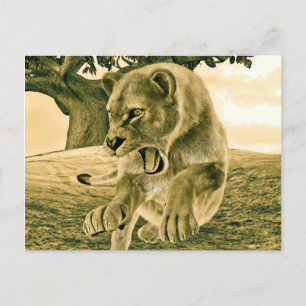 Dramatische Leeuwin Safari Natuur Kunst Briefkaart