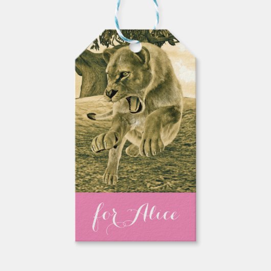 Dramatische Leeuwin Safari Natuur Kunst Cadeaulabel (Voorkant)