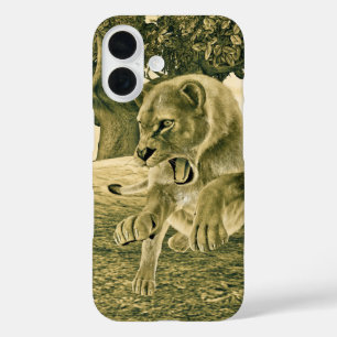 Dramatische Leeuwin Safari Natuur Kunst iPhone 16 Hoesje