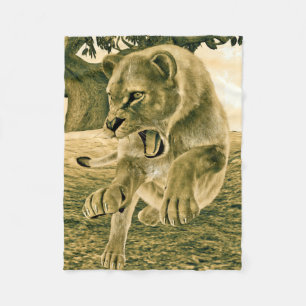 Dramatische Leeuwin Safari Natuur Kunst Fleece Deken