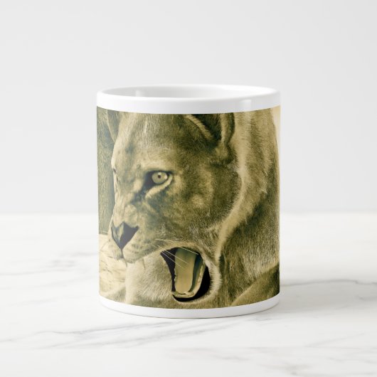 Dramatische Leeuwin Safari Natuur Kunst Grote Koffiekop (Voorkant)