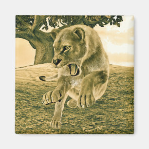 Dramatische Leeuwin Safari Natuur Kunst Magneet