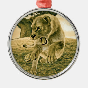 Dramatische Leeuwin Safari Natuur Kunst Metalen Ornament