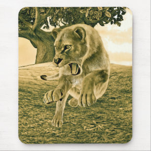 Dramatische Leeuwin Safari Natuur Kunst Muismat