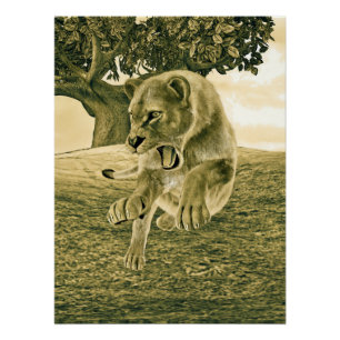 Dramatische Leeuwin Safari Natuur Kunst Perfect Poster