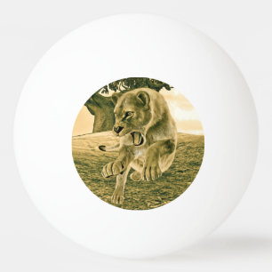 Dramatische Leeuwin Safari Natuur Kunst Pingpongbal