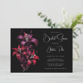 Dramatische lelies zwart gotisch Vrijgezellenfeest Kaart (Staand voorkant)