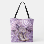 Dramatische Lila Steampunk Fan en Boots Groot Tas (Achterkant)