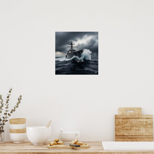 Dramatische marinevernietiger poster (Keuken)