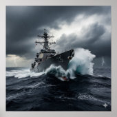 Dramatische marinevernietiger poster (Voorkant)