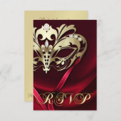 Dramatische Masquerade Rood RSVP Uitnodiging (Voorkant / Achterkant)