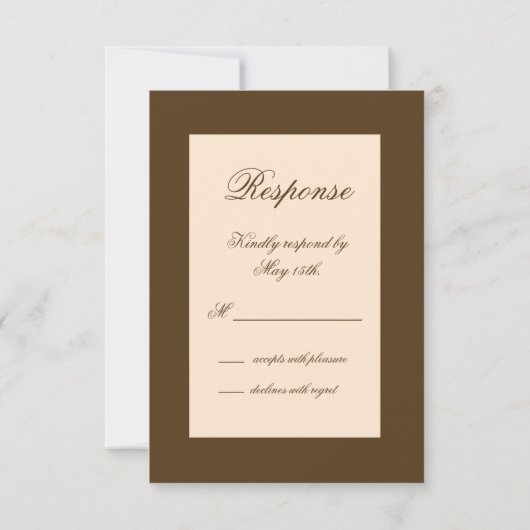Dramatische monogram RSVP (bruin) Kaartje (Achterkant)