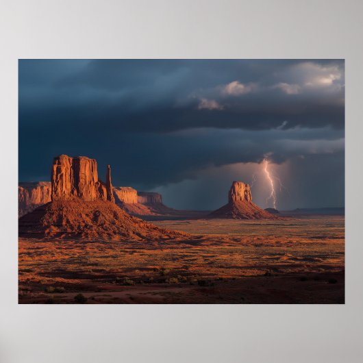 Dramatische Monument Valley Lightning Poster (Voorkant)