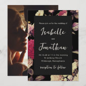 Dramatische Moody Bloemen Fotobruiloft Kaart (Voorkant / Achterkant)