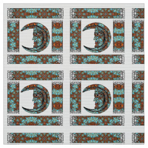 Dramatische Moon Portrait Pattern Style Stof