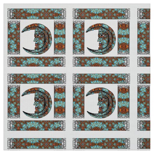 Dramatische Moon Portrait Pattern  Style Stof (Swatch)