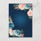 Dramatische Navy Blue en Blush Floral Boho Glitter Informatiekaartje (Achterkant)