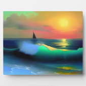 Dramatische oceaan golven en zonsondergang reflect fotoplaat (Voorkant)