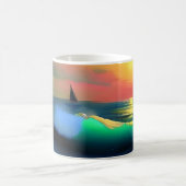 Dramatische oceaan golven en zonsondergang reflect koffiemok (Center)