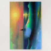 Dramatische oceaan golven en zonsondergang reflect legpuzzel (Verticaal)