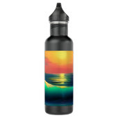 Dramatische oceaan golven en zonsondergang reflect waterfles  (Rechts)