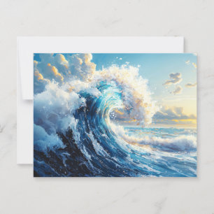 Dramatische oceaangolf bij zonsondergang briefkaart